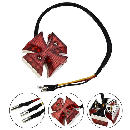 Tail Light 12V Maltese Cross LED License Plate for Motorcycle Chopper
