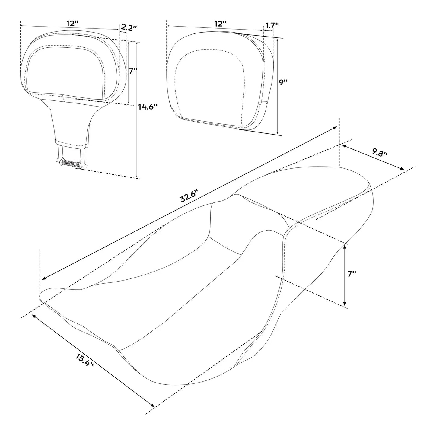 Seat Pad Backrest for Harley Road King Glide (2009-2023)
