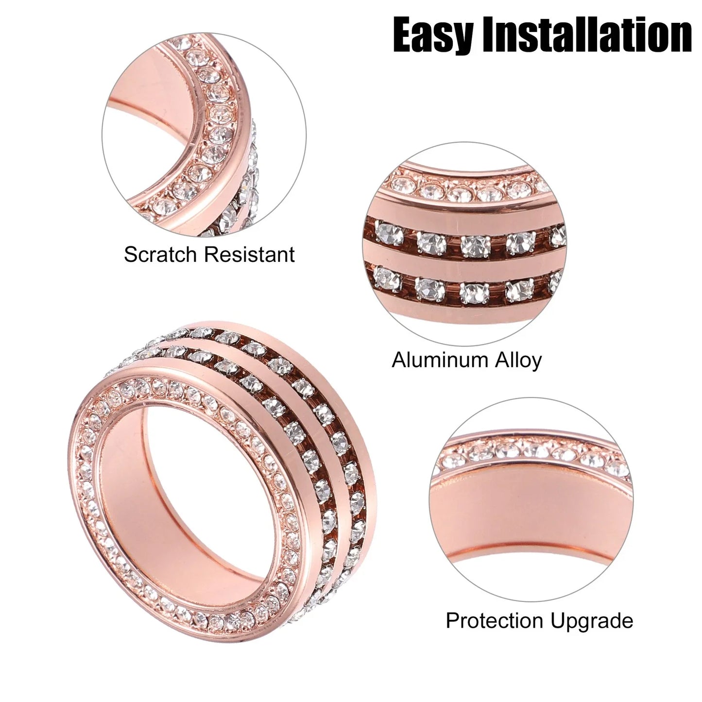 3 x Tune Knob Cover Ring for BMW 3 Series F30 Rose Gold Tone 3 Pcs