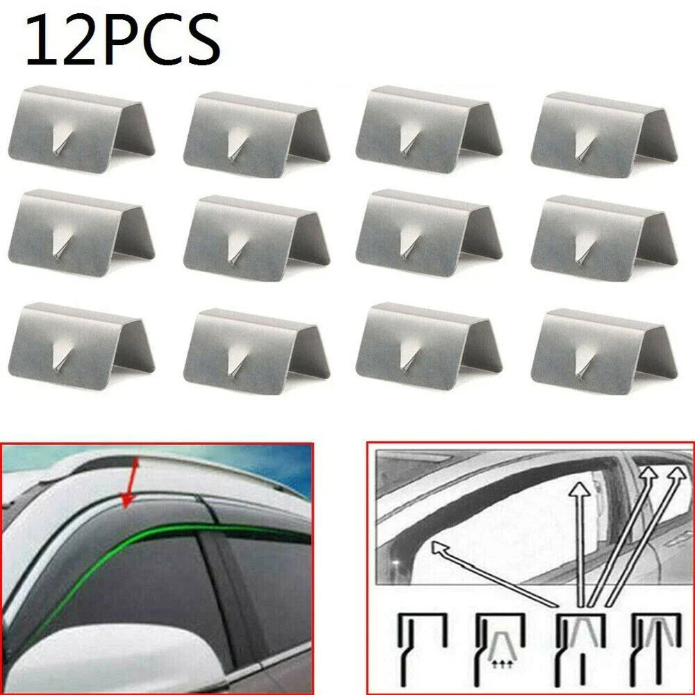 12 x Wind Rain Deflectors Channel Metal Clips for Heko SNED Clips