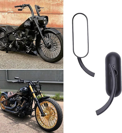 Black Billet Mini Oval Motorcycle Mirrors for Harley Softail Sportster
