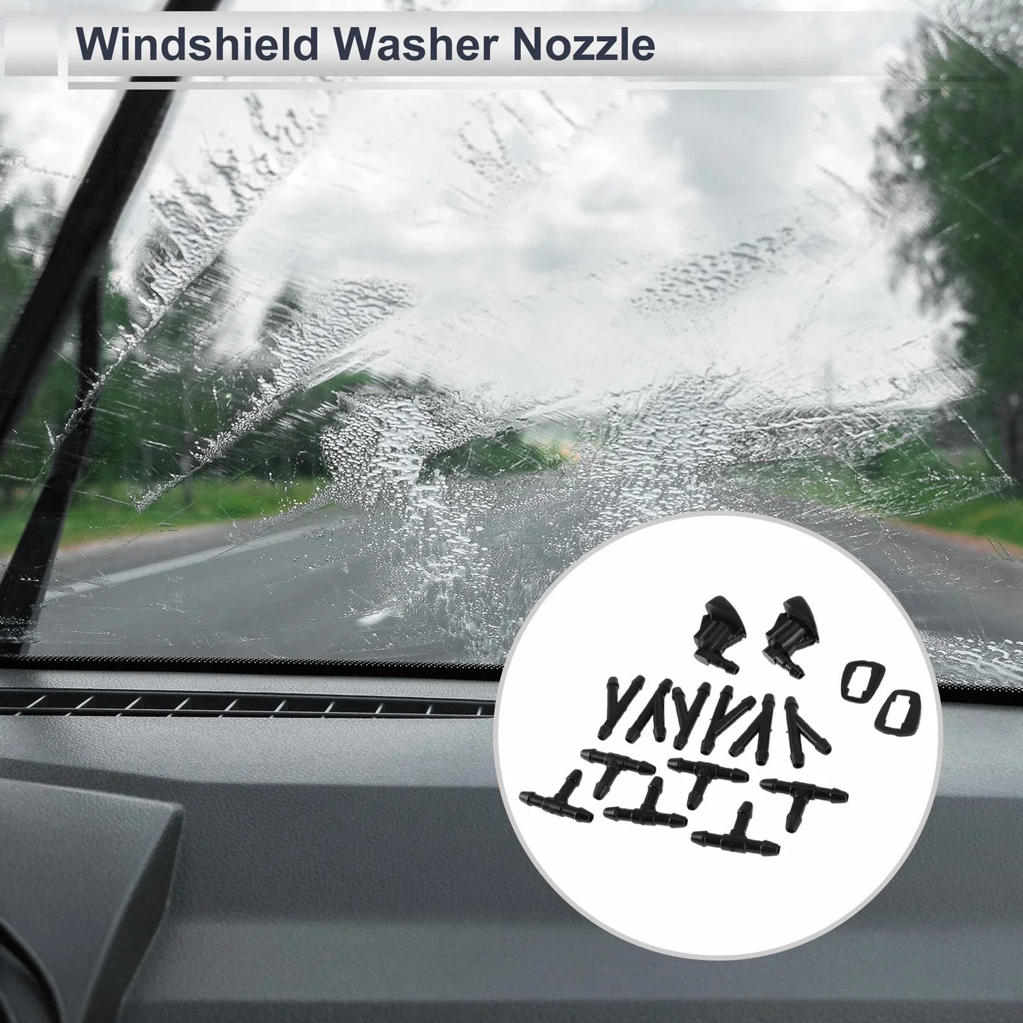 Windshield Washer Nozzle & 6 x Hose Connectors for GMC