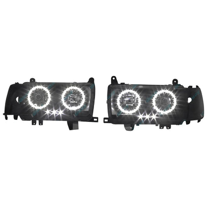 Angel Eyes Projector Headlights w/ LED DRLs Black for Landcruiser 80 Series