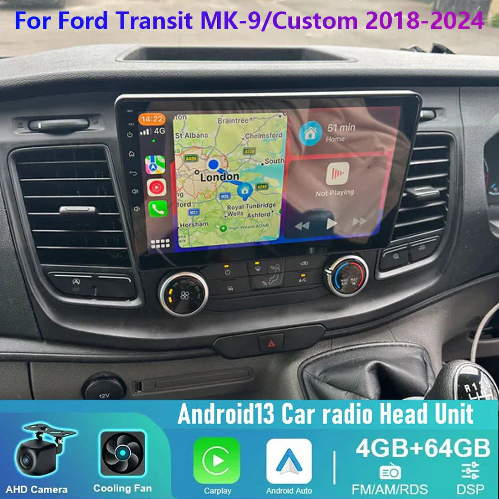 Wireless Carplay Android Head Unit for Ford Transit MK-9/Custom (2018-2024)