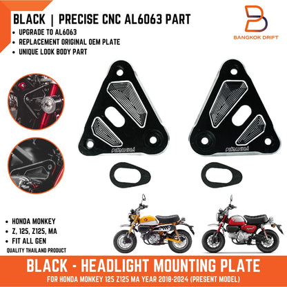 Black Aluminium Headlight Mounting Plate for Honda Monkey Z125 (2018-2024)