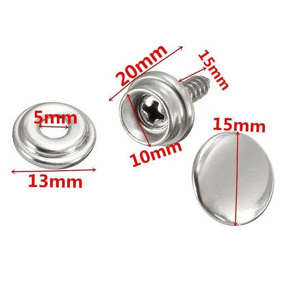 Boat Screw Kit 30pcs Snap Fastener Stainless Steel Awnings Cap Screw Kit