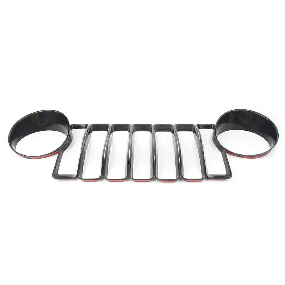 Black Front Grill Insert Headlight Trim Covers for Jeep Wrangler JL (2018)