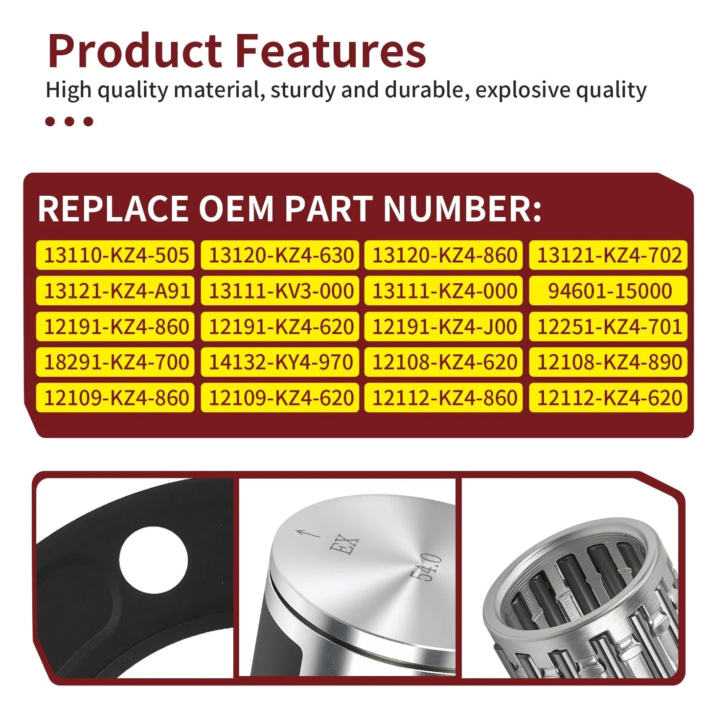 Rebuild Kit 54mm Piston Ring Needle Bearing Gasket for Honda CR125R (1992–1999)