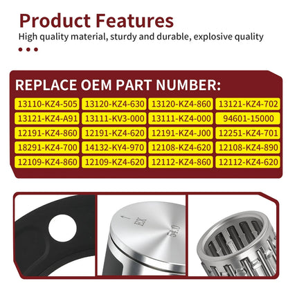 Rebuild Kit 54mm Piston Ring Needle Bearing Gasket for Honda CR125R (1992–1999)