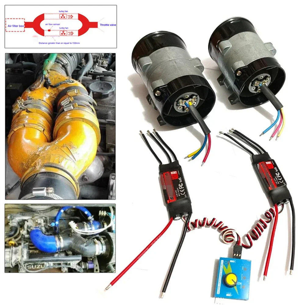 500W Dual Turbo Fan with DC12V 40A Supercharger Controller for Cars