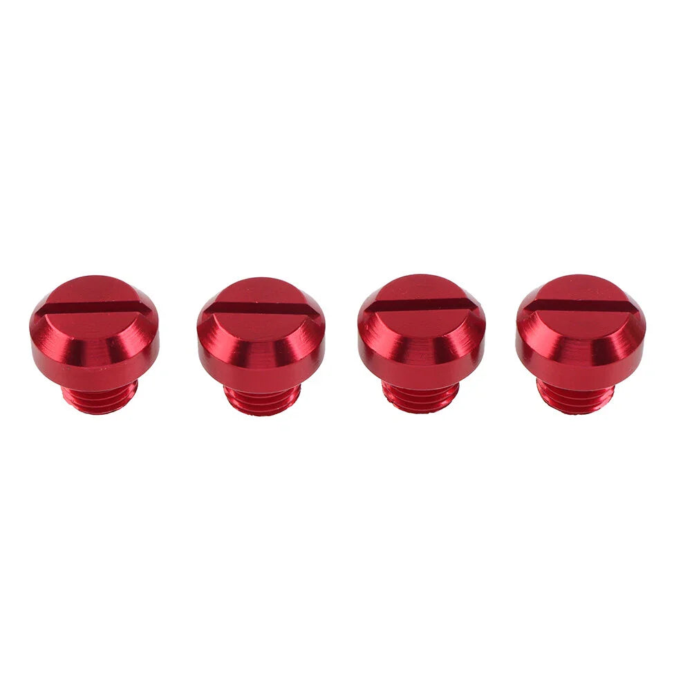 4 x Universal Motorcycle Mirror Hole Blanking Plugs M10 Screws Caps Red