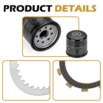 Clutch Friction Steel Plates & Gasket Oil Filter for Kawasaki Vulcan (1995–2009)