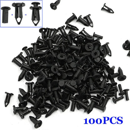 100pcs Car Plastic Rivets Fastener Fenders Bumper Push Pin Clips for ATV UTV