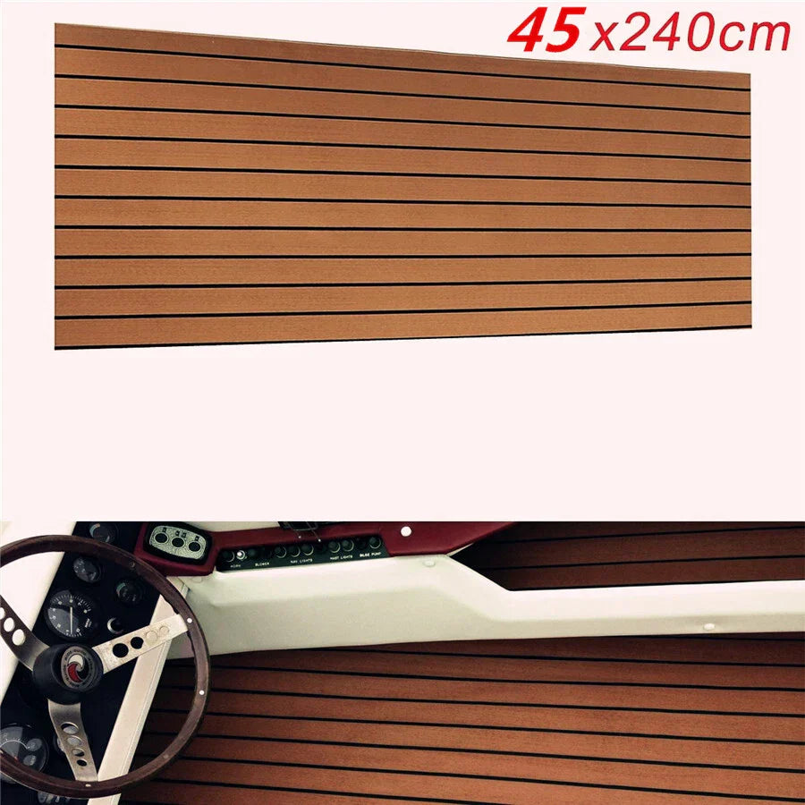 240x45cm Teak EVA Foam Boat Flooring Mat Self-Adhesive Rug