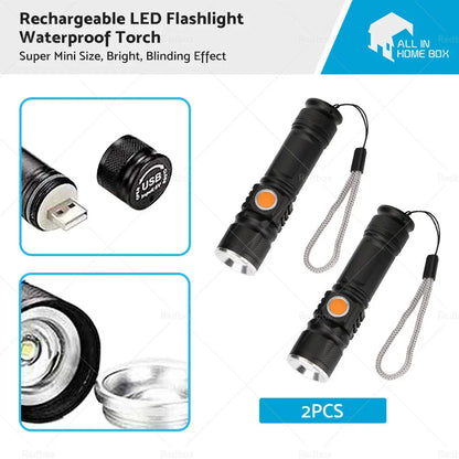 Black USB Rechargeable LED Flashlights for Car (2015-2023)