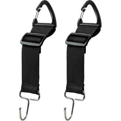Heavy-Duty Universal Car Seat Headrest Hook Strap - Quick Release - Black