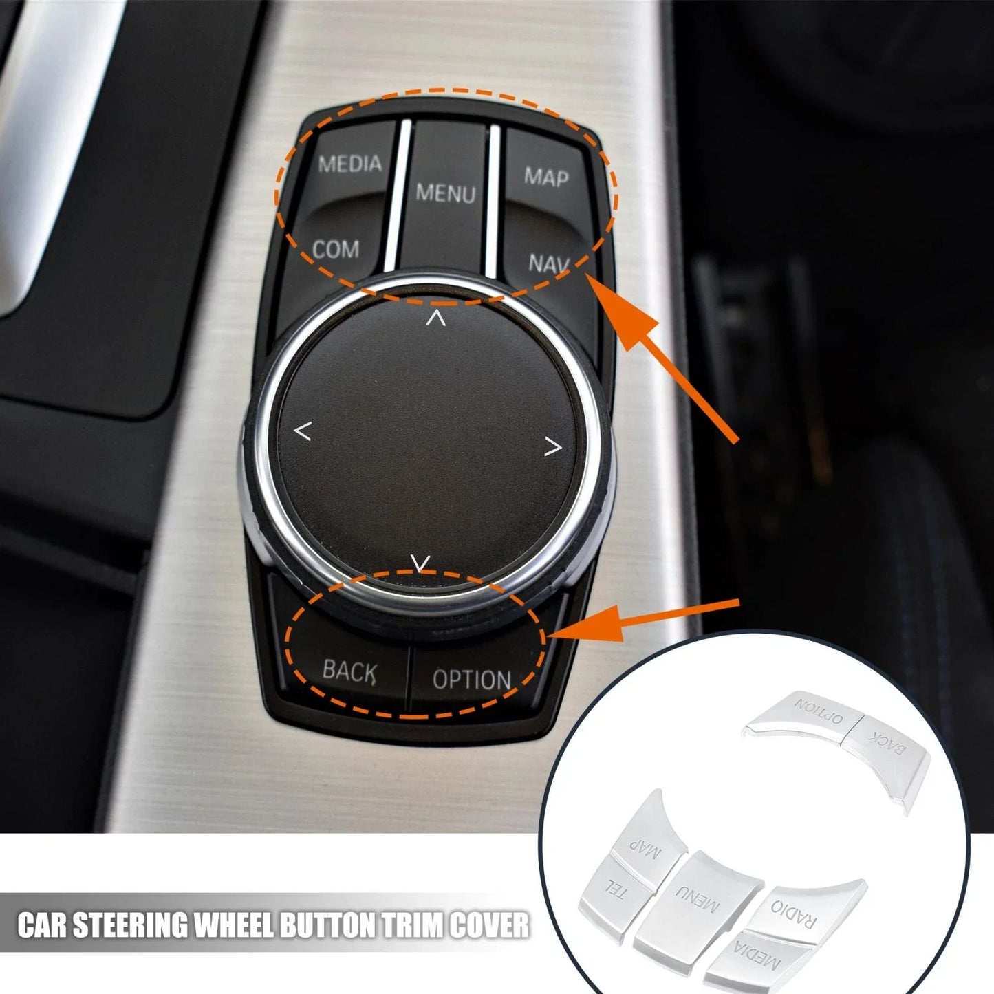 5 pcs Multi-media Button Cover Trim for BMW 1/2/3/5 Series X1 X3 X5