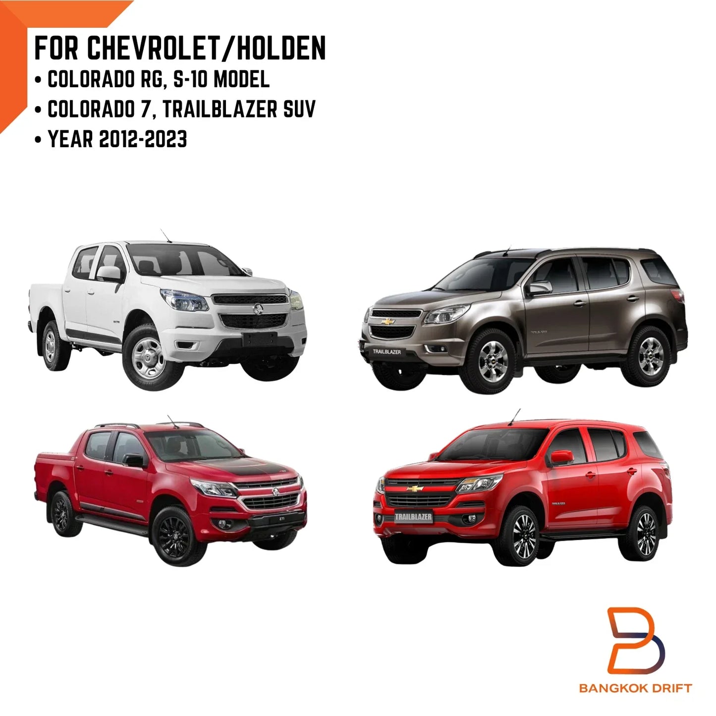 Matte Black Door Handle Covers for Holden Colorado 7, Trailblazer RG (12-23)