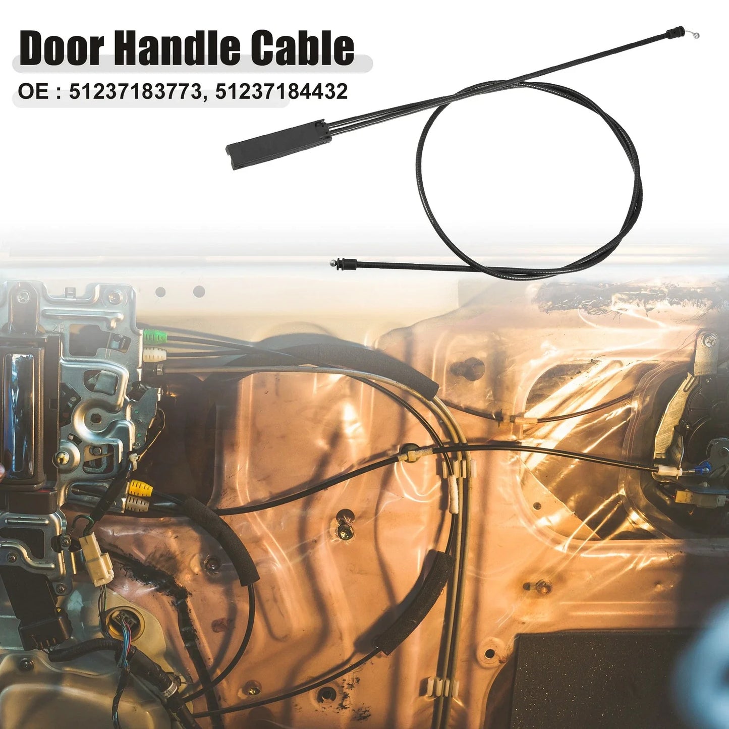 Front Hood Release Cable Door Handle Cable for BMW 328i Black