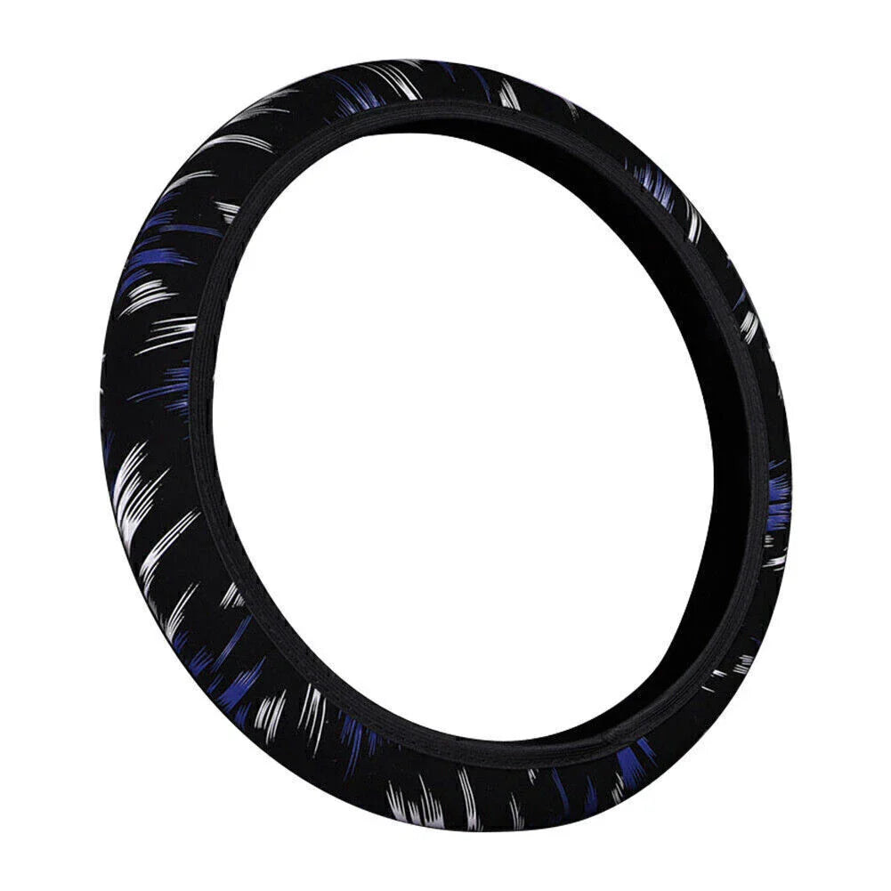 Steering Wheel Cover 37-38CM PU Leather Good Grip for Car Black-Blue