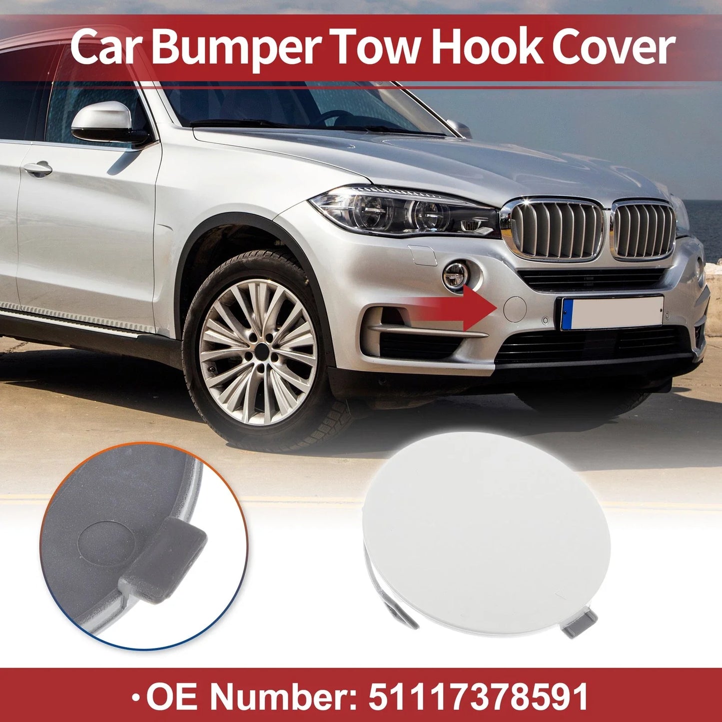 Front Car Bumper Tow Hook Cover for BMW X5 (2014-2018)