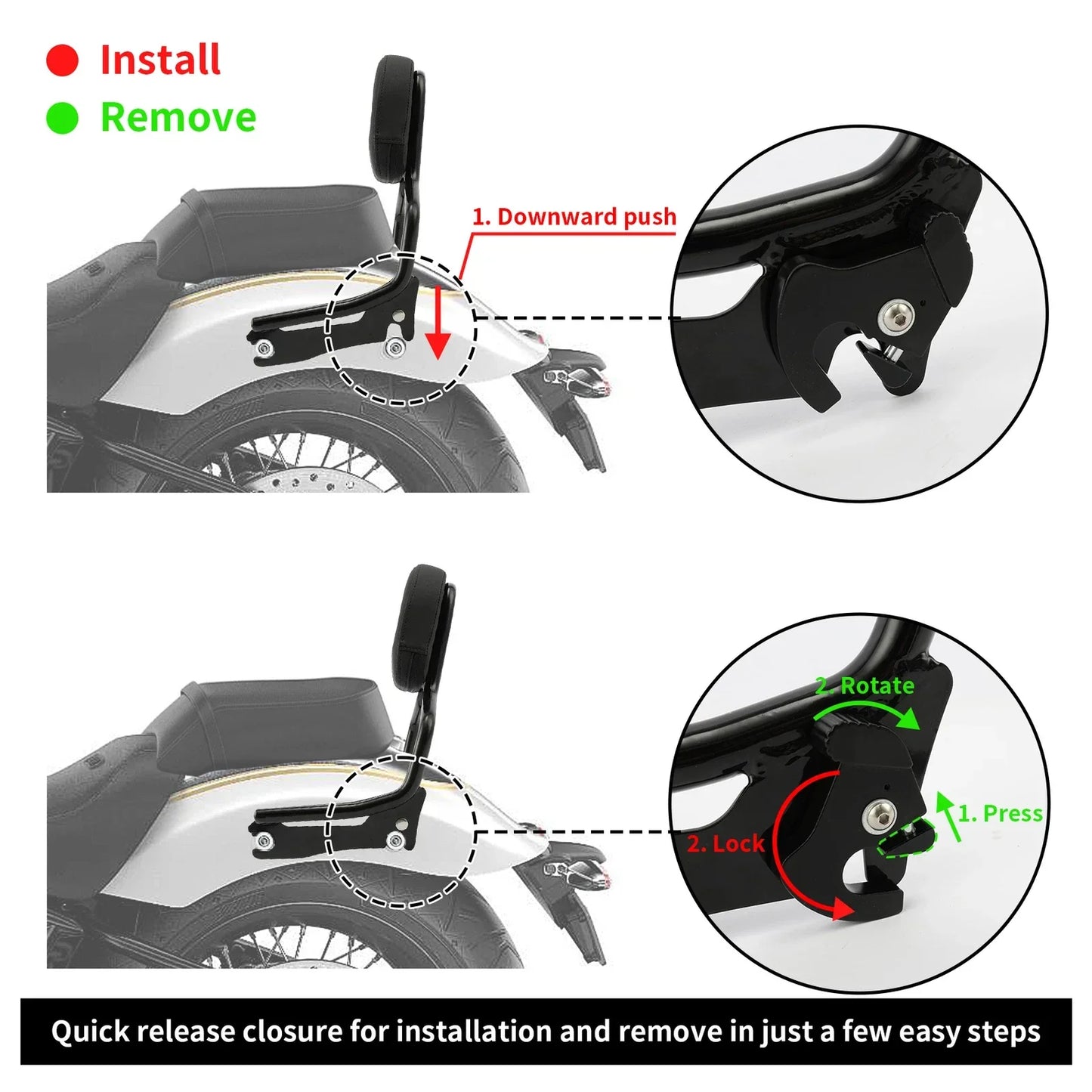 Sissy Bar Passenger Backrest for BMW R18 Classic (2020-2024) Black