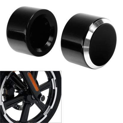 Black Front Axle Nut Covers for Harley Electra Road Glide Sportster