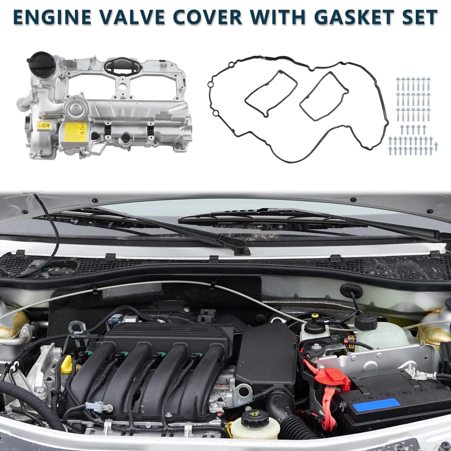Valve Cover with Gasket for BMW 528i (2012-2016) Silver Tone