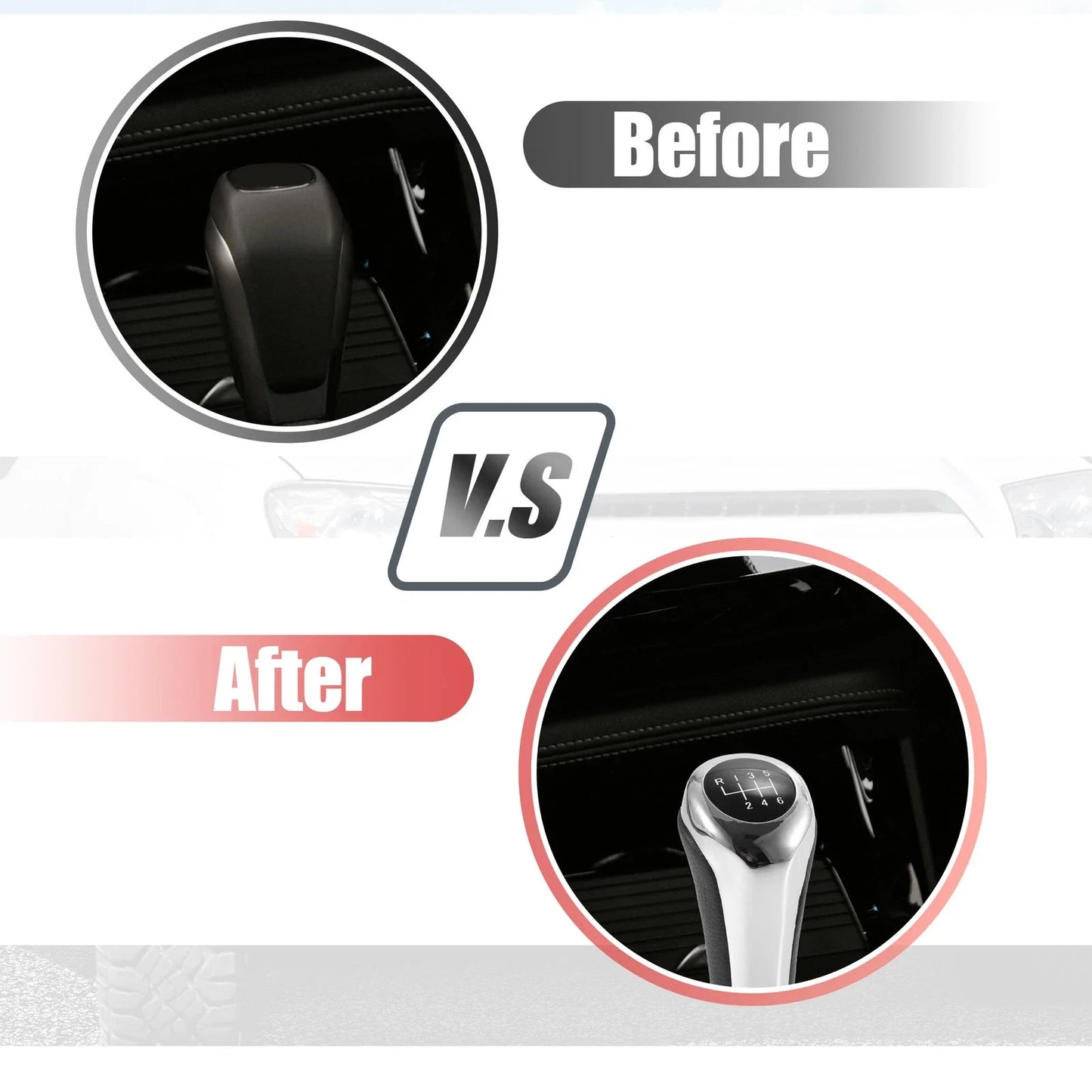 6 Speed Manual Shift Knob Head for BMW X1 E84 Faux Leather Black Silver Tone