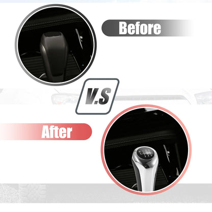 6 Speed Manual Shift Knob Head for BMW X1 E84 Faux Leather Black Silver Tone