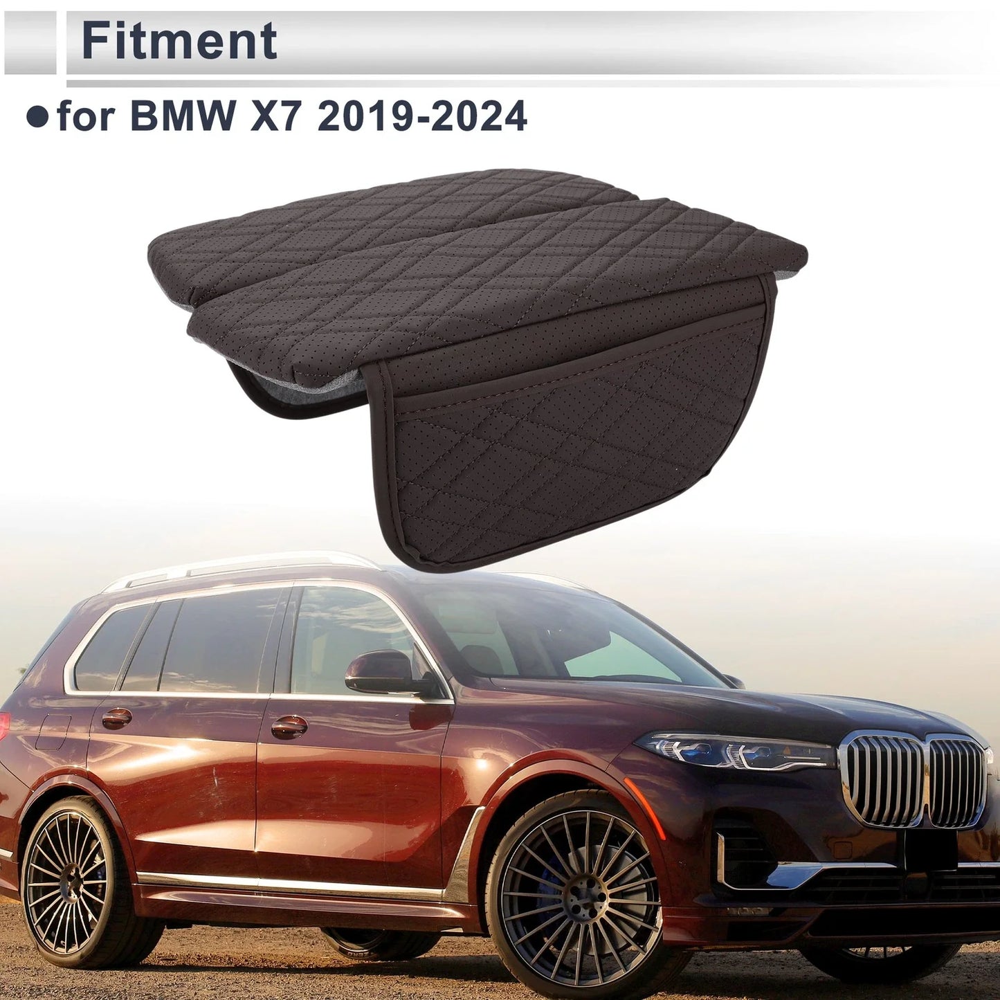 Center Console Cover with Storage Bag for BMW X7 Dark Brown (2019 - 2024)