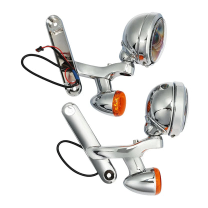 4.5" LED Fog Light Bracket & Turn Signals for Harley Road King FLHX (1994-2024)