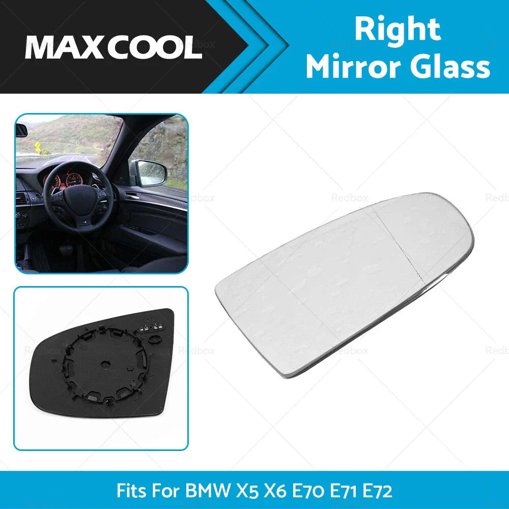 Right Heated Wing Side Mirror Glass for BMW X5 X6 E70 E71 E72 (2008-2014)