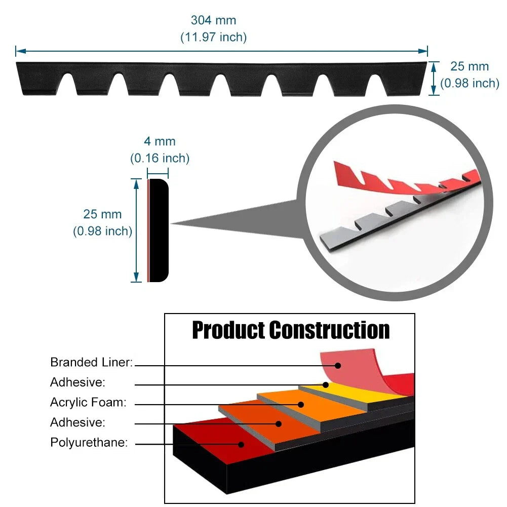 8x Universal Front Bumper Scrape Guard Anti-Skid Protector 30x2.5cm