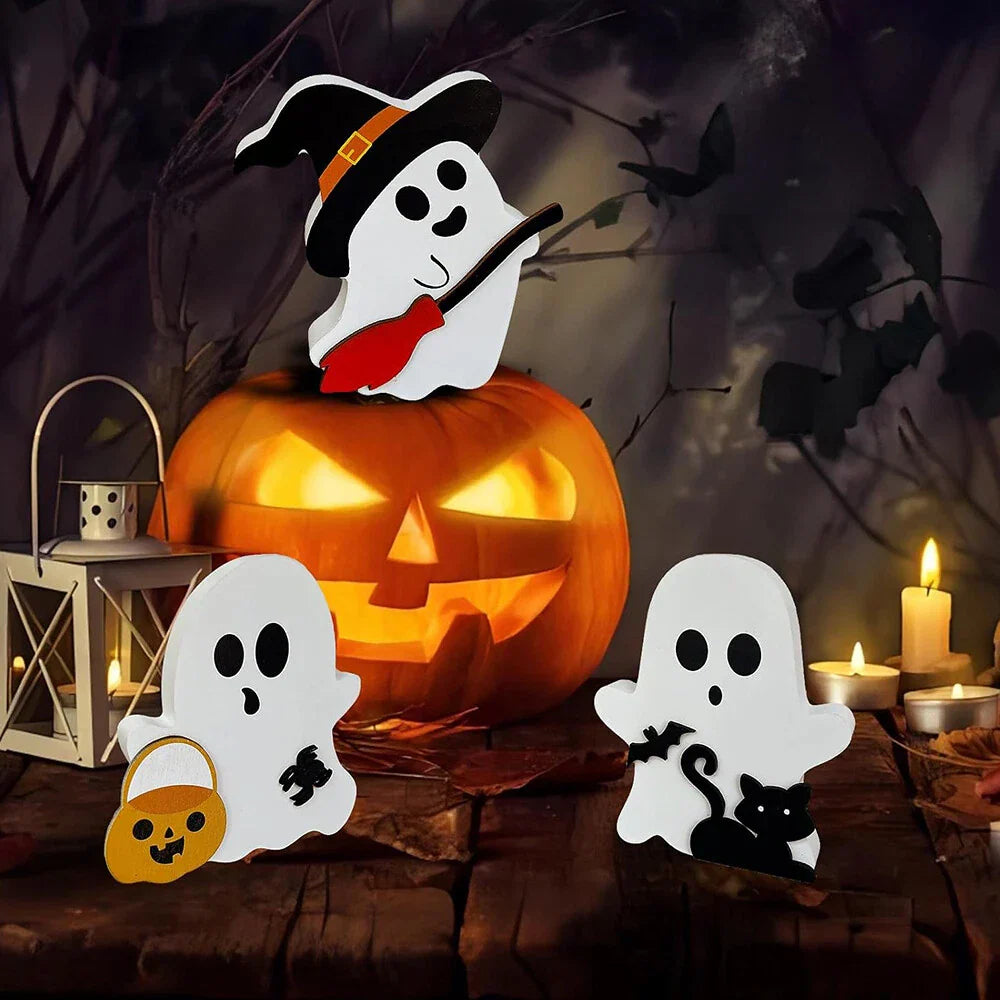 3 Pcs Cute Ghost Halloween Decorations for Home Shelf Display