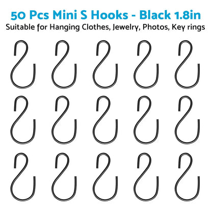 Small Metal S Shaped Hooks for Hanging Plants - Black