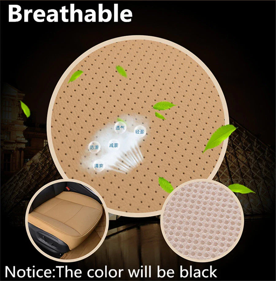 Black PU Leather Front Seat Cushion Pad Cover for Sedan Driver