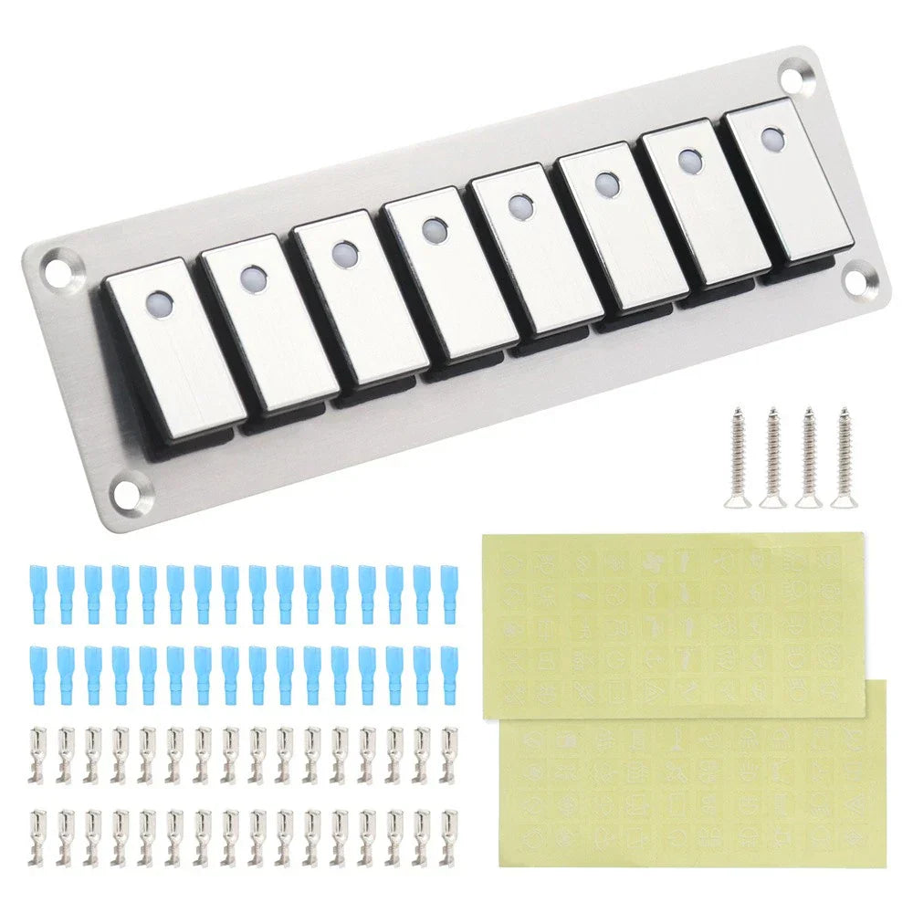 8 Rocker Switch Panel with LED Light for Boat Car