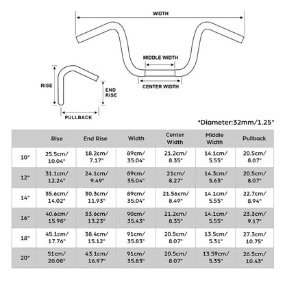 1-1/4" x 12" Ape Hangers Handlebars for Harley Sportster