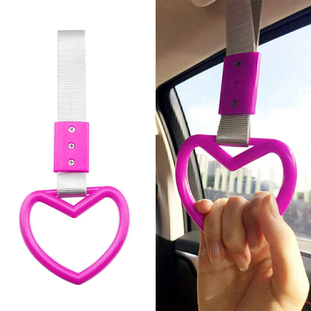 Pink Heart Tsurikawa Ring Handle Strap for JDM Car, Train, Bus Drift Charm