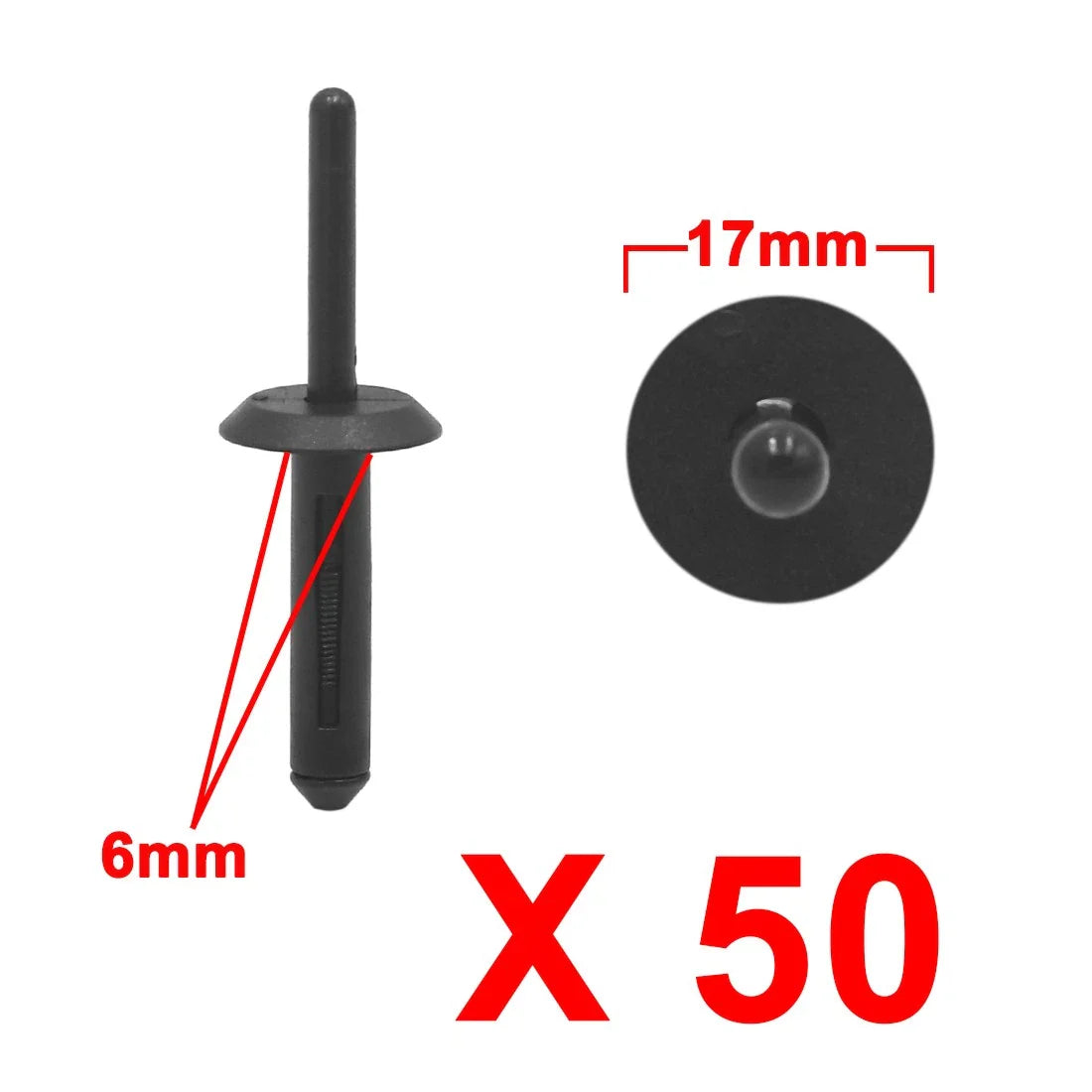 50 Pcs Plastic Rivets 6mm Door Bumper Fastener for BMW