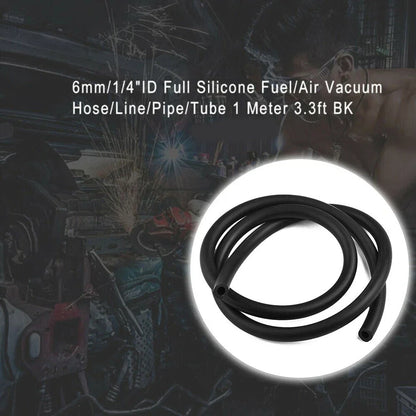 6mm 1/4 ID Silicone Vacuum Hose Black 100cm for Car