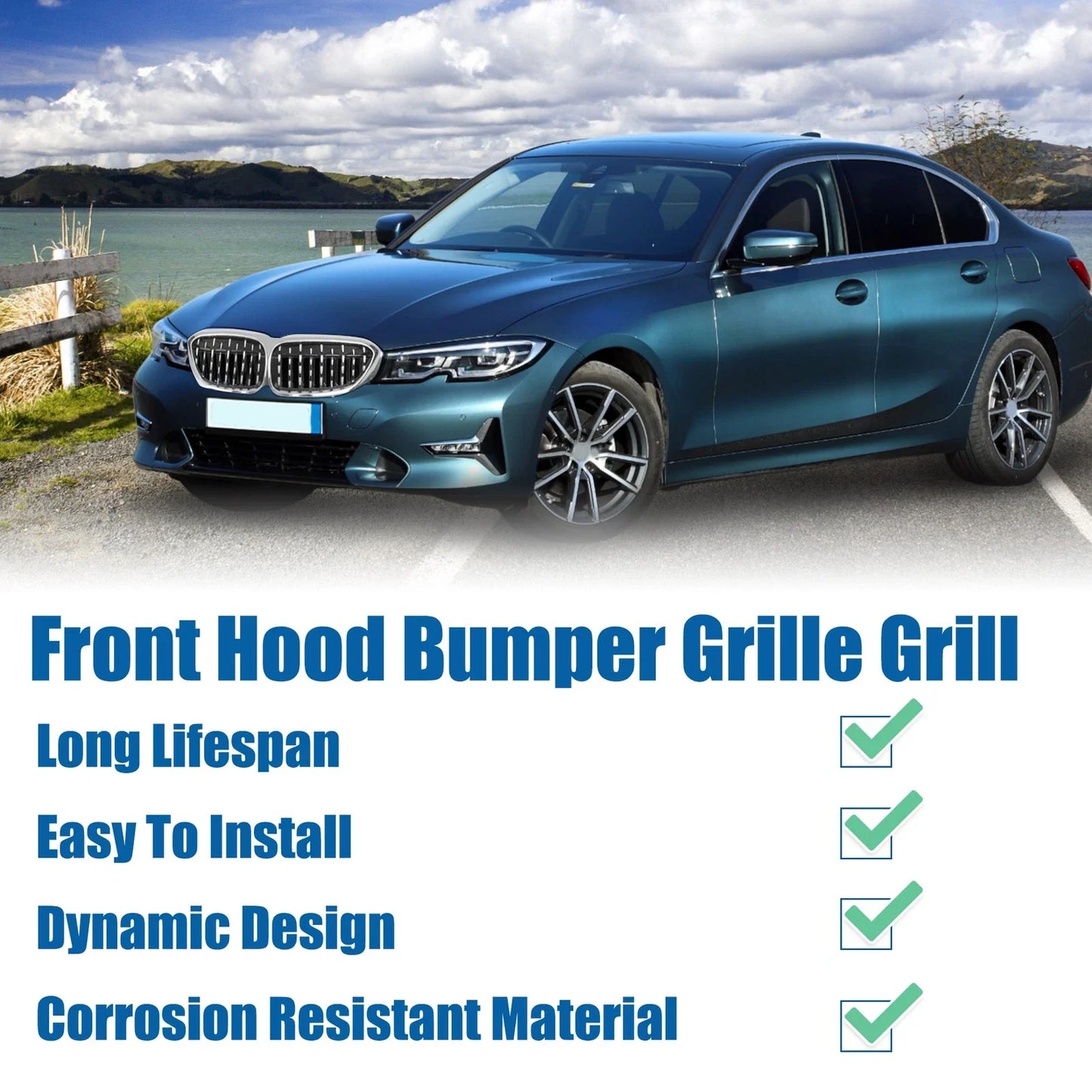 Front Hood Bumper Grille for BMW 530e 530i 540d 540i xDrive G30 (2017-2017)