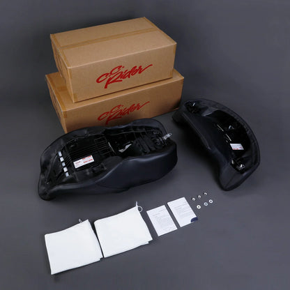 Black Red Driver Passenger Seat Backrest Pad for Harley Street Glide (2014-23)