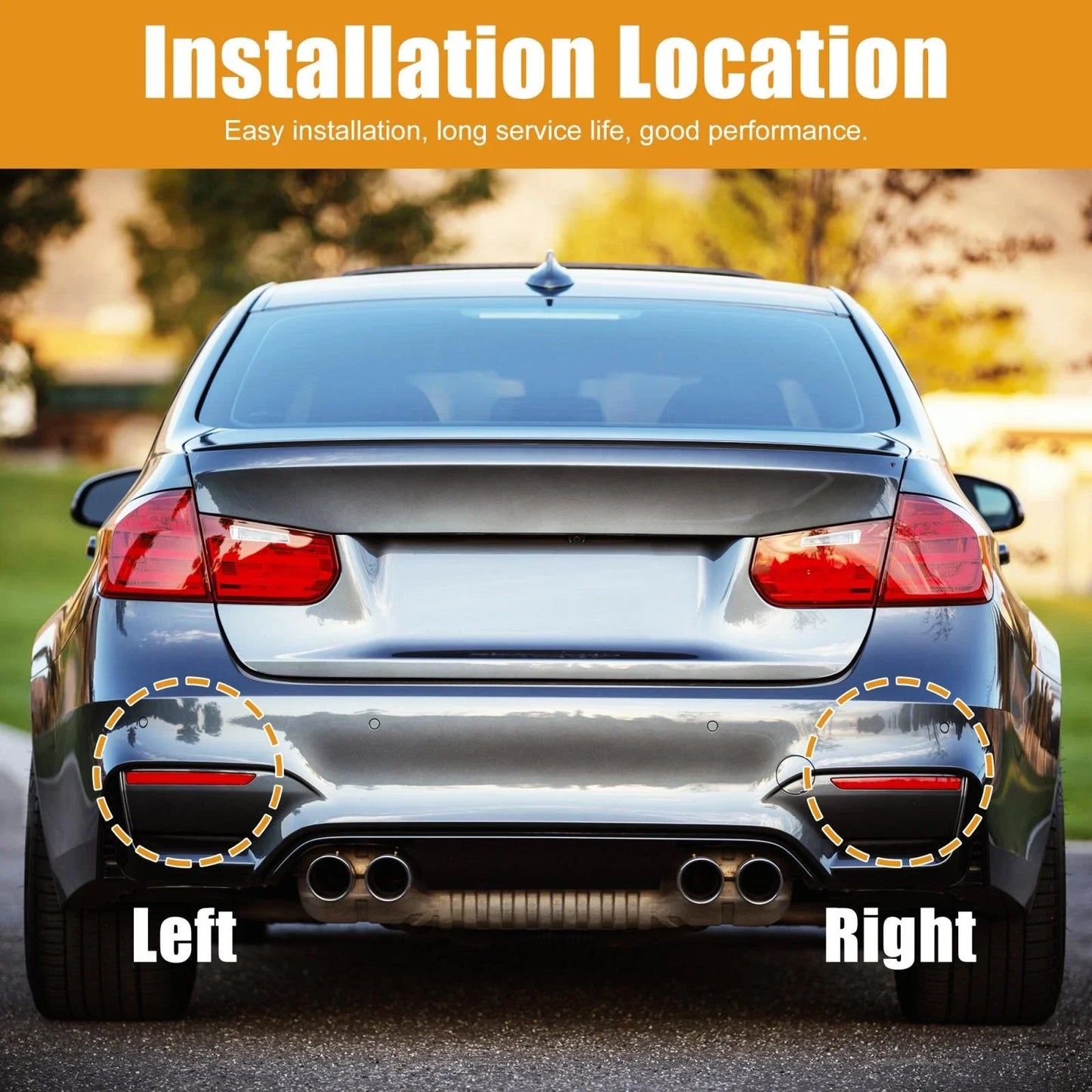 Pair Rear Bumper Reflector Strip Cover Left Right Side for BMW