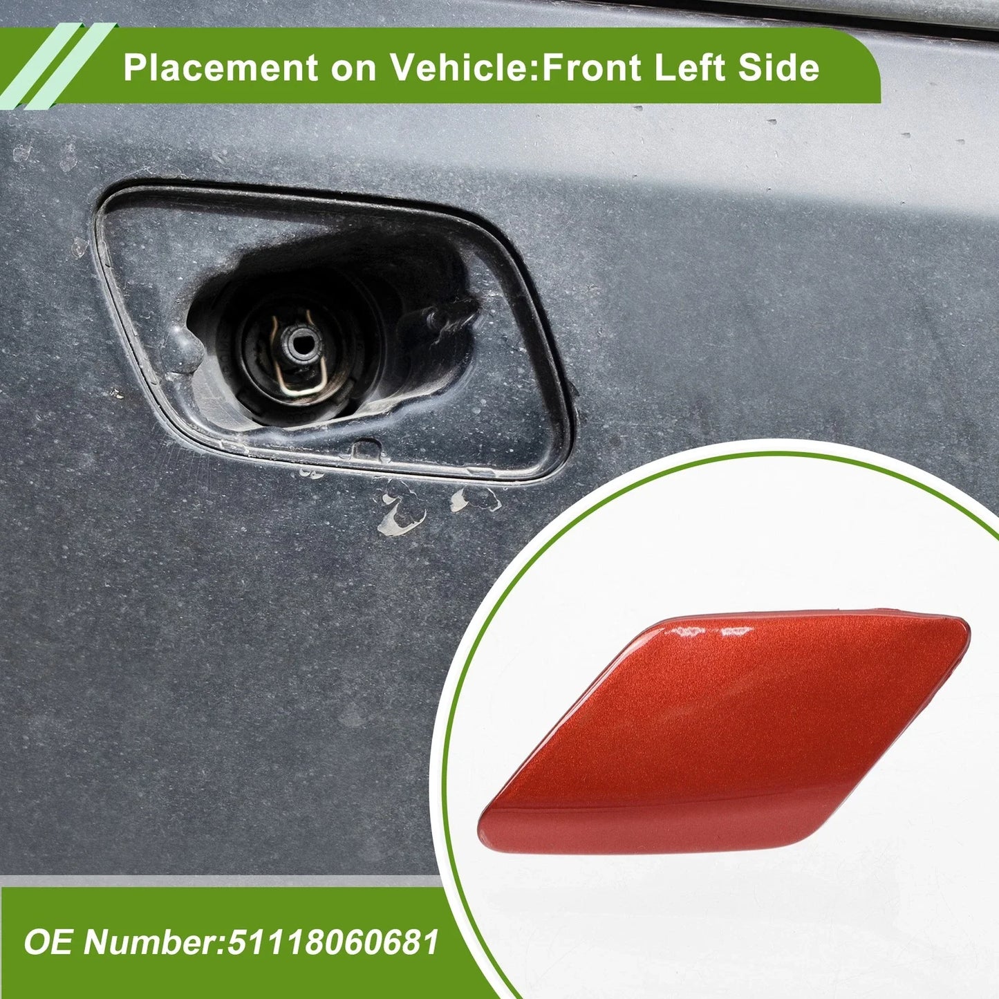 Front Left Washer Nozzle Cover Cap for BMW 428i Red (2014-2016)