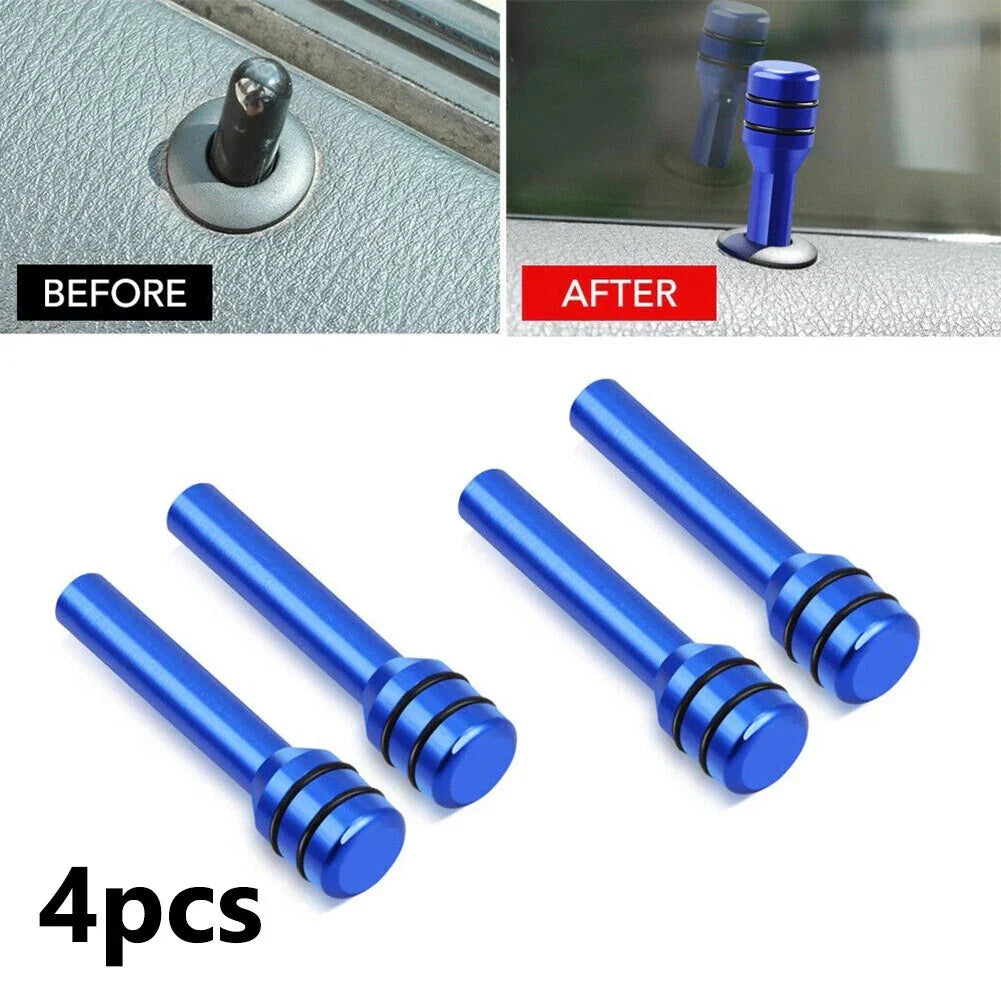 4x Blue Aluminum Door Lock Knob Pins for Car