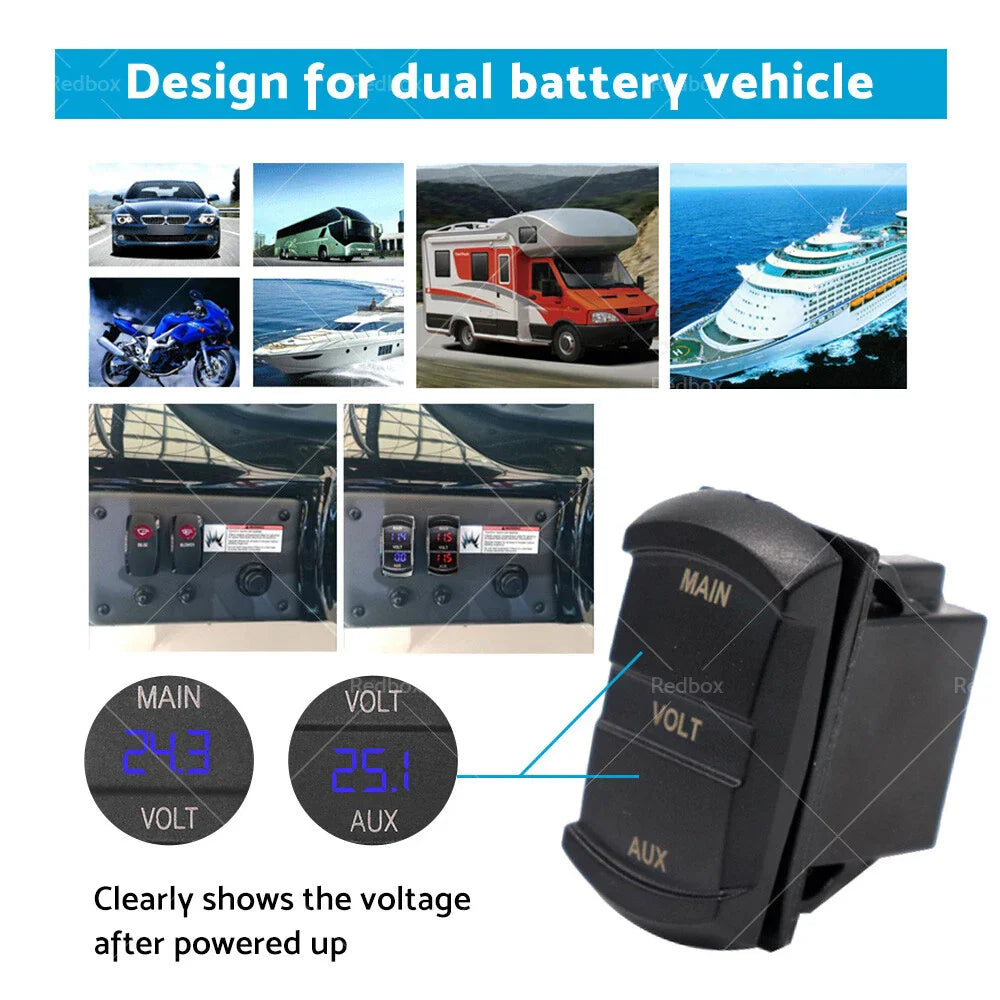12V-24V Dual Voltmeter LED Digital Battery Monitor for Car Boat Marine Gauge