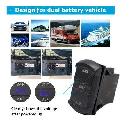 12V-24V Dual Voltmeter LED Digital Battery Monitor for Car Boat Marine Gauge
