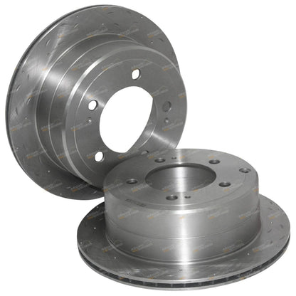 2 x Rear Drilled/Slotted Disc Rotors for Landcruiser FZJ105 HZJ105 (1998–2007)